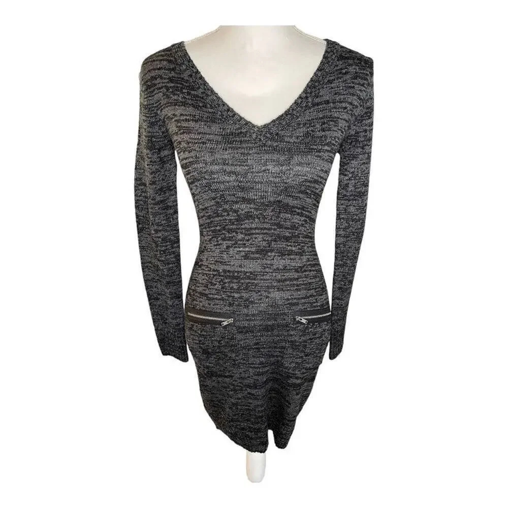 NEW IZ Byer‎ Women’s XS Charcoal Gray Knit Cotton Bodycon Dress NWT